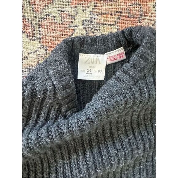 ZARA 2T Wool Blend Crew Neck Grey Toddler Sweater - Picture 3 of 4
